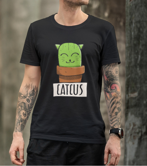 Catcus Cactus Cute Kitty Meow Lover T-Shirt