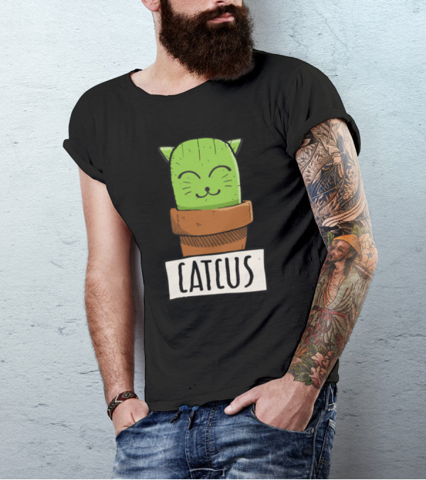 Catcus Cactus Cute Kitty Meow Lover T-Shirt