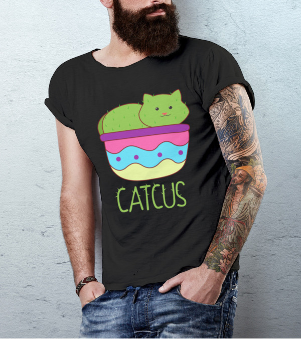 Catcus Cute Cat As Cactus In Pot T-Shirt