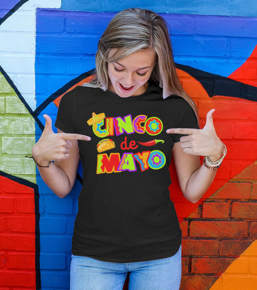 Cinco De Mayo Sombrero Taco Chili Festive Colors T-Shirt
