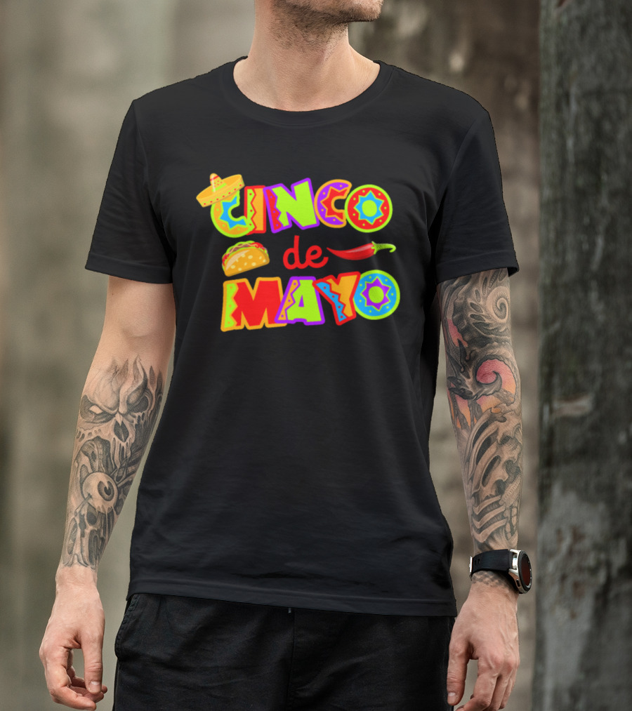 Cinco De Mayo Sombrero Taco Chili Festive Colors T-Shirt