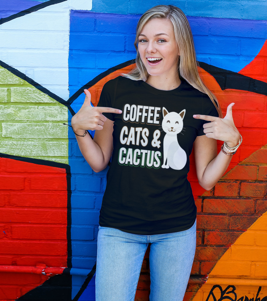 COFFEE CATS And CACTUS T-Shirt
