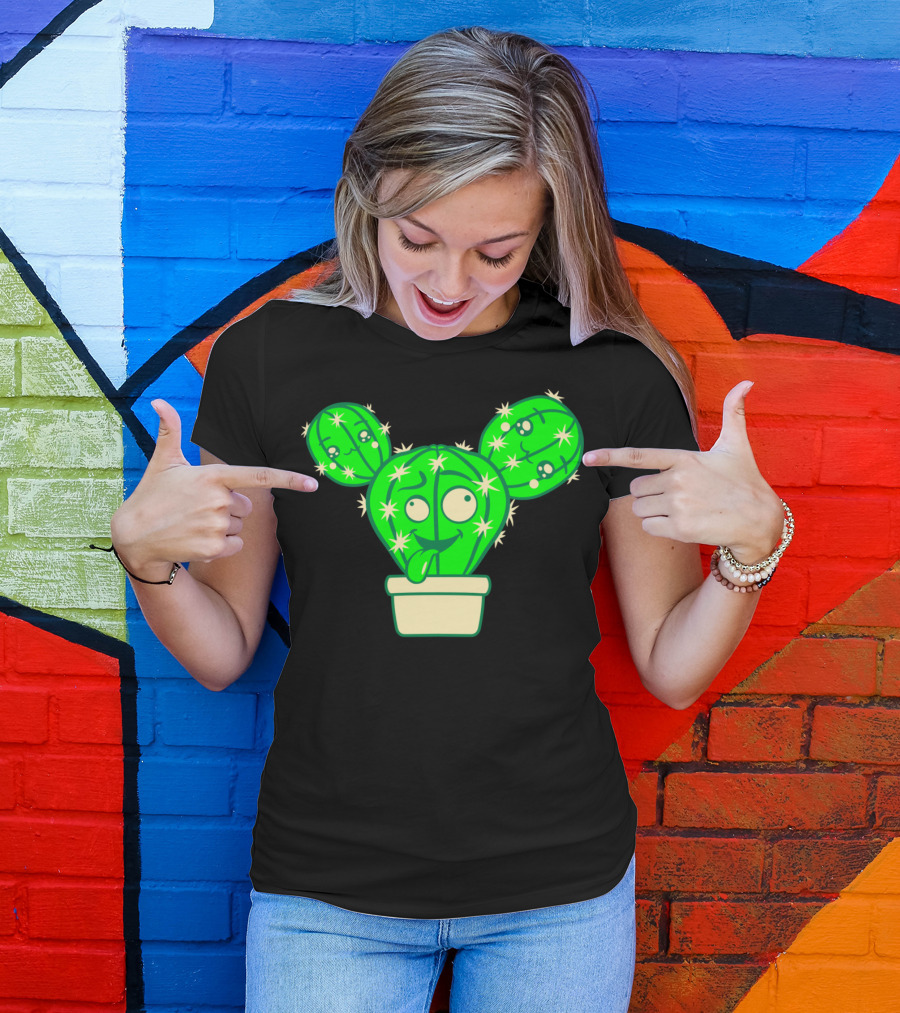 Comic Face Funny Crazy Cartoon Cactus Kids Babys T-Shirt