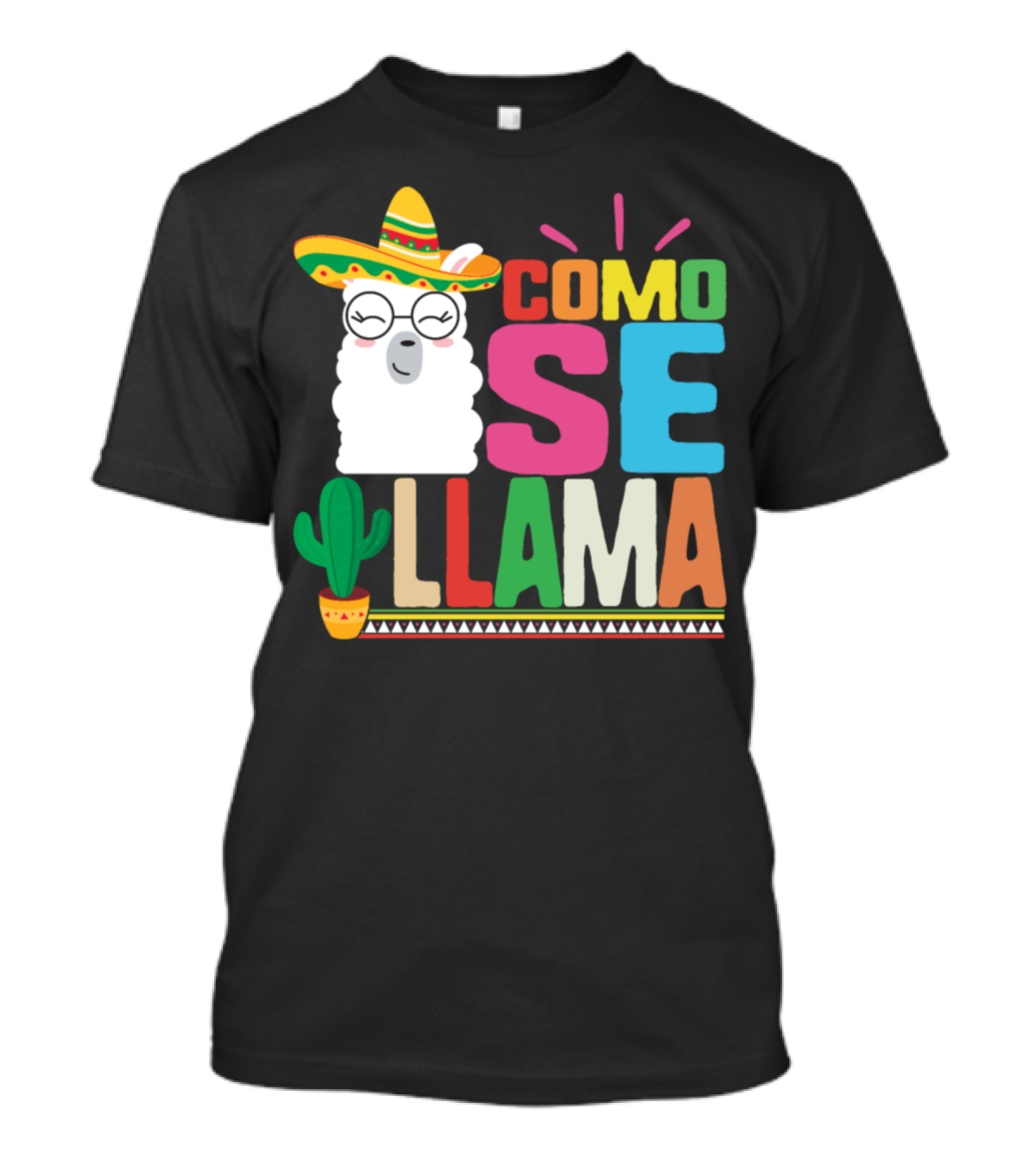 Como Se Llama Funny Spanish Cinco De Mayo Llama With Sombrero And Cactus T-Shirt