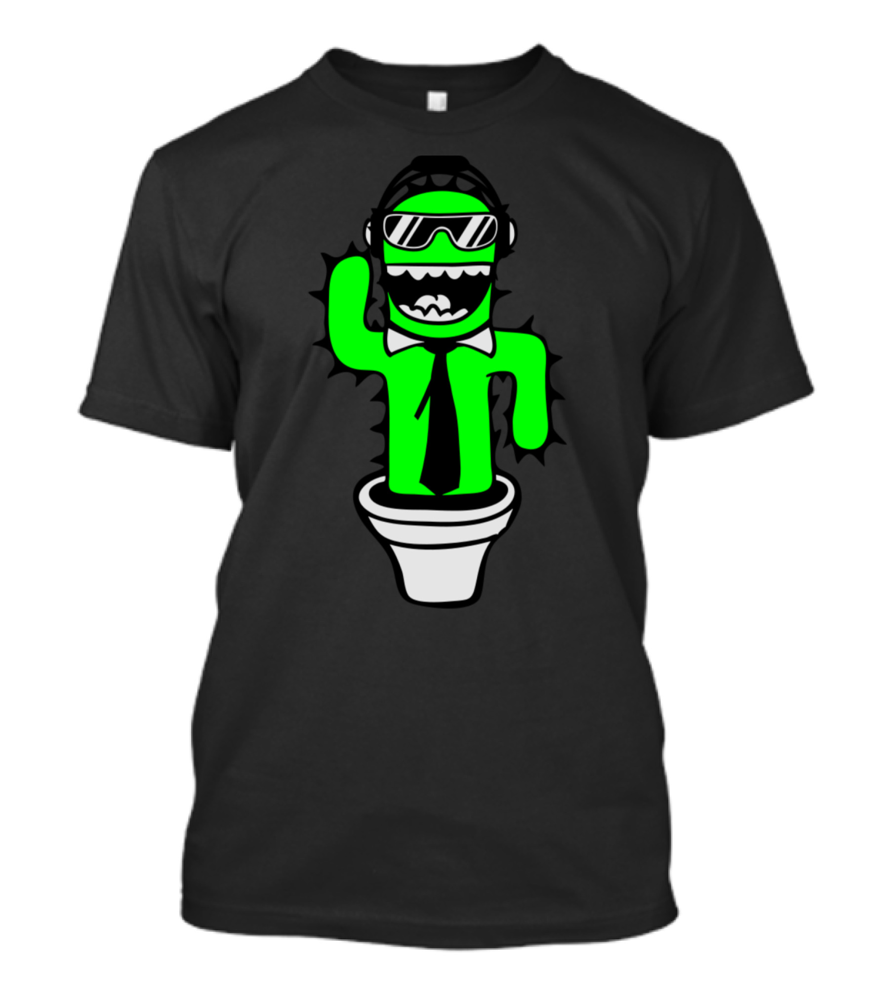 Cool Sunglasses Suit Tie Music Party DJ Club Cactus Character T-Shirt