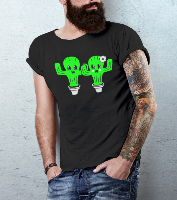 Couple Love Cactus Woman Man Female Male Girl Boy T-Shirt