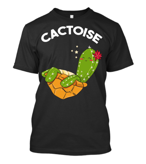 Cactoise Cute And Funny Cactus Tortoise With Flower And Stars T-Shirt