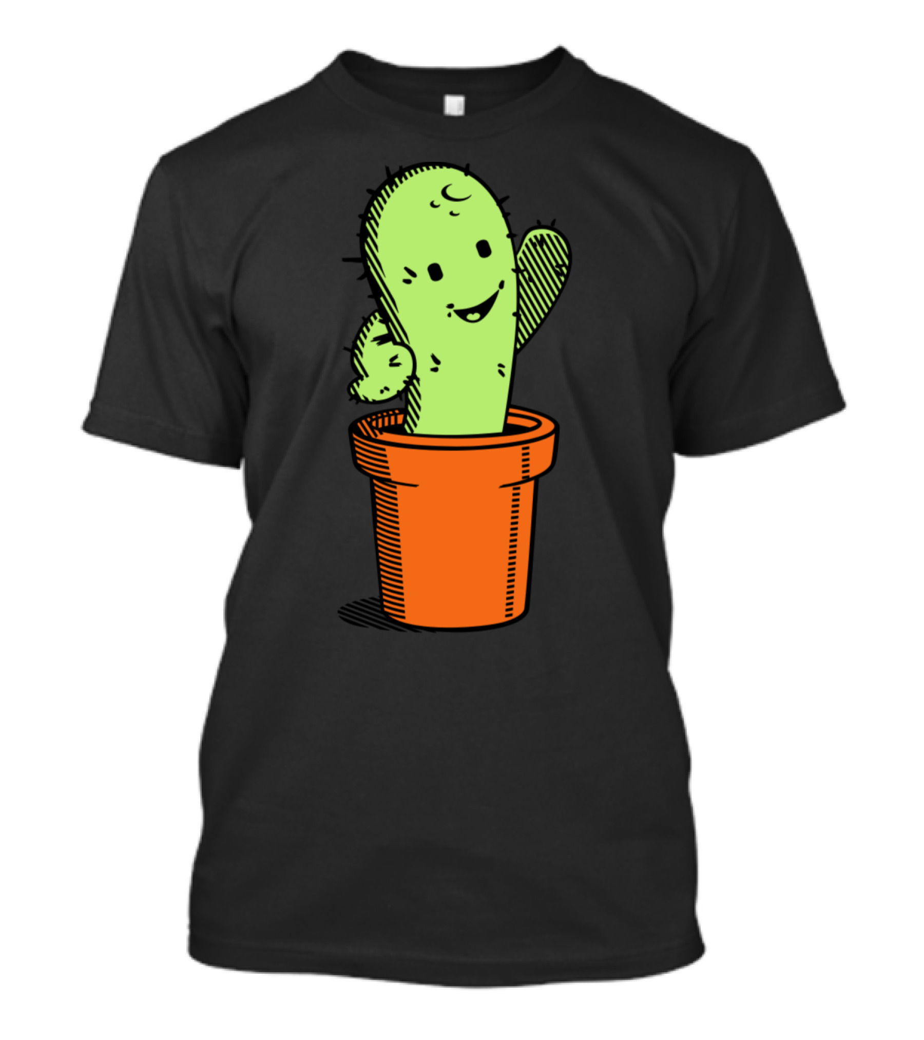 Happy Smiling Cactus In Orange Pot T-Shirt