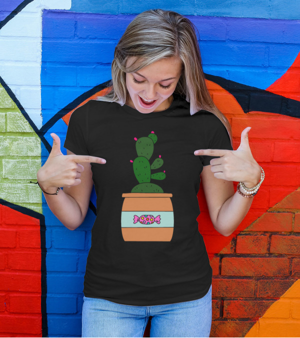 Cute Cactus In Colorful Candy Jar T-Shirt