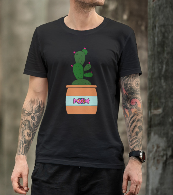 Cute Cactus In Colorful Candy Jar T-Shirt