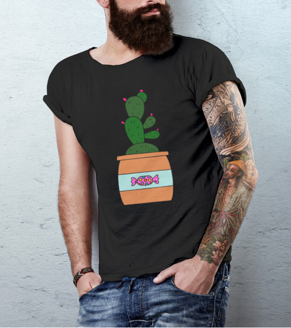Cute Cactus In Colorful Candy Jar T-Shirt