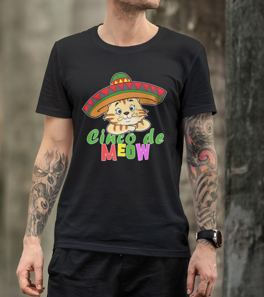 Cinco De Meow Cute Mexican Cat With Sombrero T-Shirt