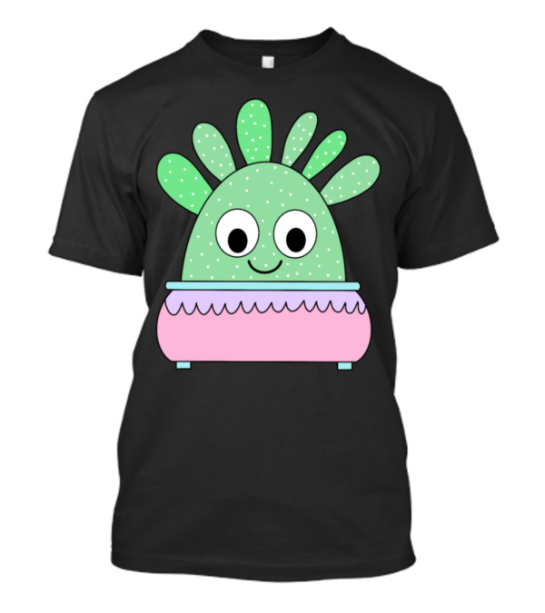 Cheerful Cute Curious Cactus In Adorable Pastel Pot T-Shirt