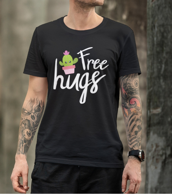 Cute Free Hugs Cactus Lovers Plant T-Shirt