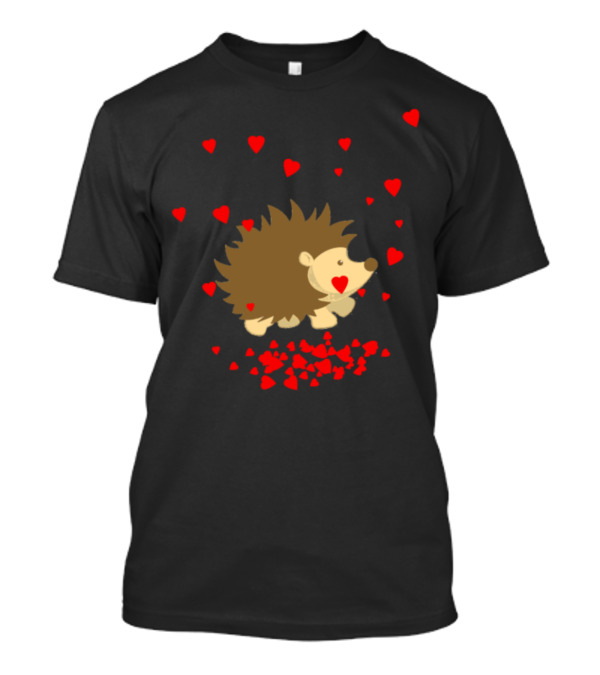 Cute Hedgehog Surrounded By Red Hearts Valentine's Day Love T-Shirt