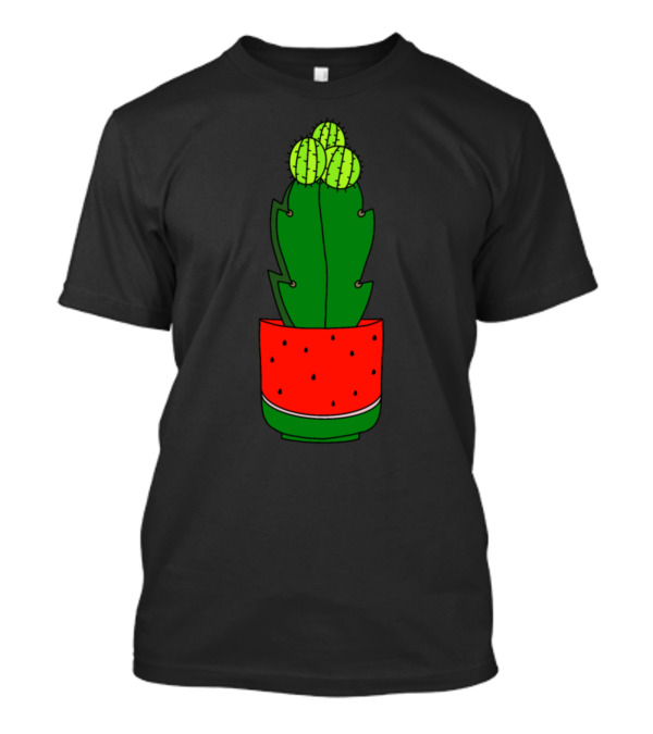 Colorful Cactus Growing In Red Watermelon Plant Pot T-Shirt