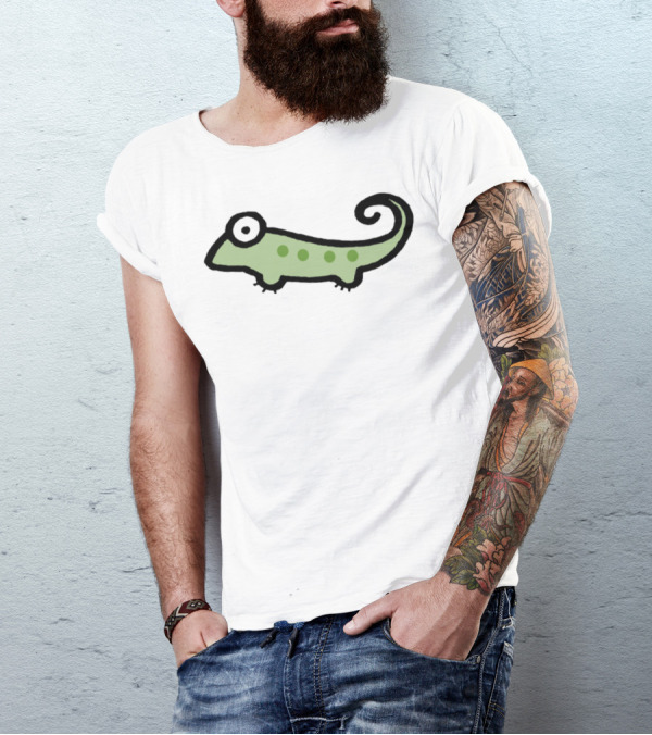 Cute Iguanatoon Simple Green Cartoon Lizard T-Shirt