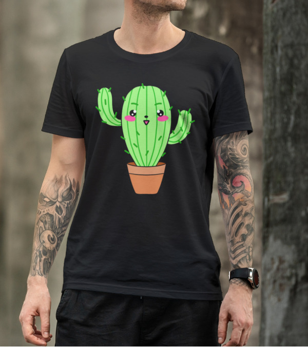 Happy Kawaii Cute Baby Potted Cactus T-Shirt