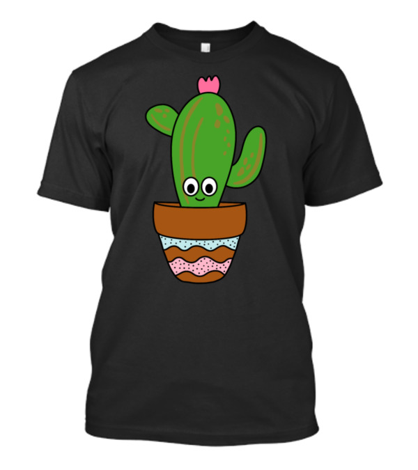 Cute Saguaro With Pink Flower In Colorful Terracotta Pot T-Shirt