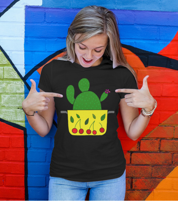 Cherry Cactus Stew Decorative Pot With Cherry And Cactus T-Shirt