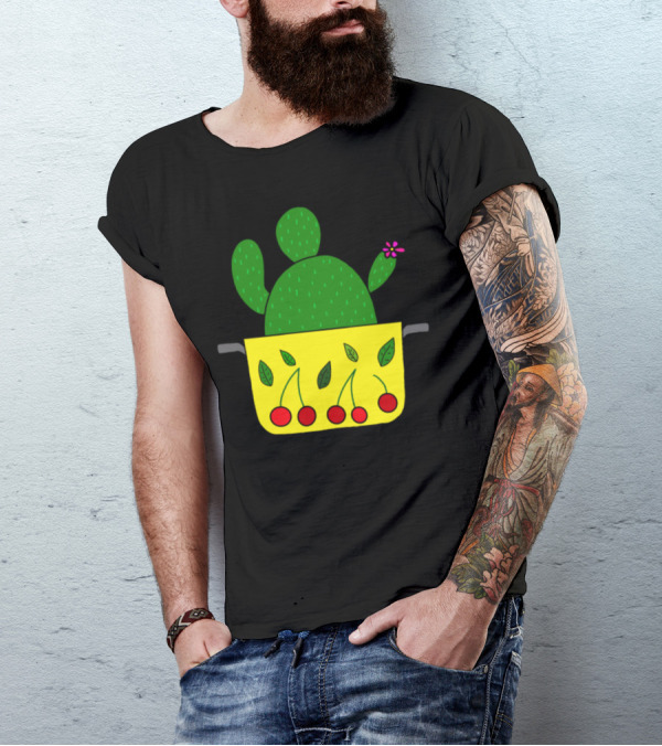 Cherry Cactus Stew Decorative Pot With Cherry And Cactus T-Shirt