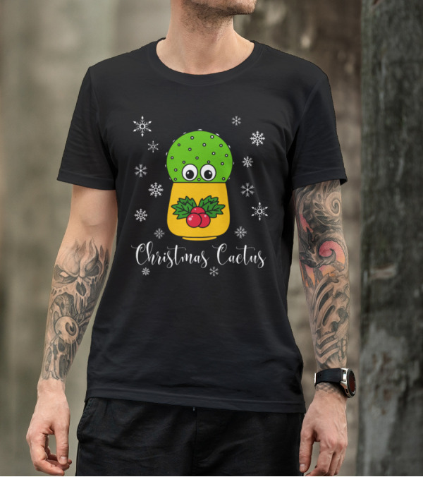 Christmas Cactus Cute Cactus Snowflakes T-Shirt