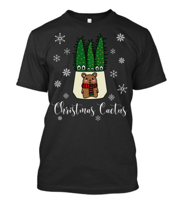 Christmas Cactus Bear Snowflakes T-Shirt