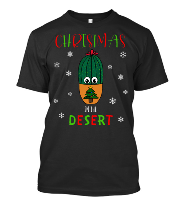 Christmas In The Desert Cactus With Snowflakes T-Shirt