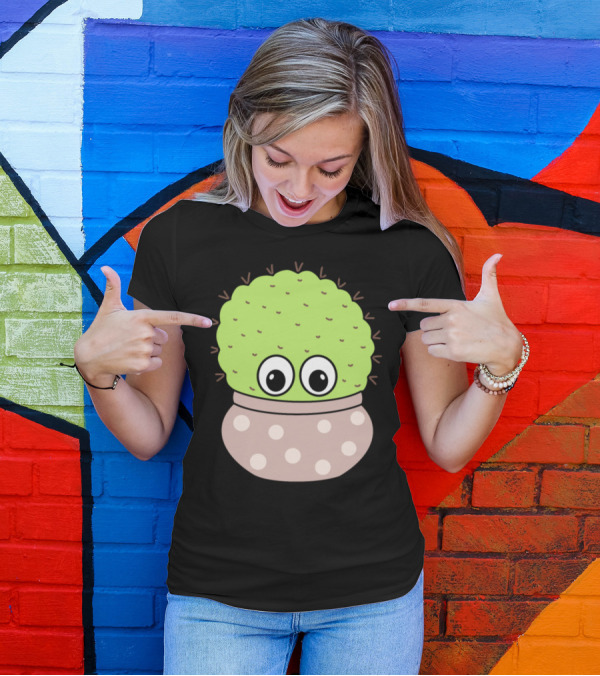 Chunky Cactus Big Eyes Polka Dot Jar T-Shirt