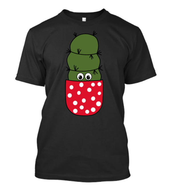 Chunky Cactus Peekaboo In Polka Dotted Red Pot T-Shirt