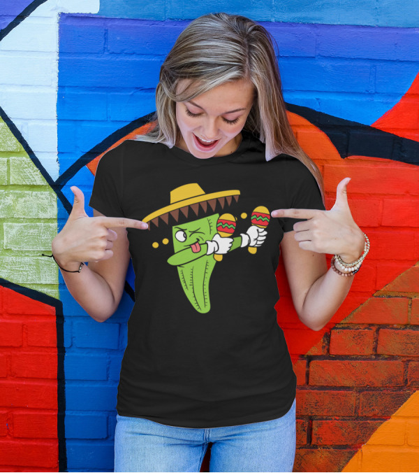 Dabbing Cactus In Sombrero With Maracas Dance Moves T-Shirt