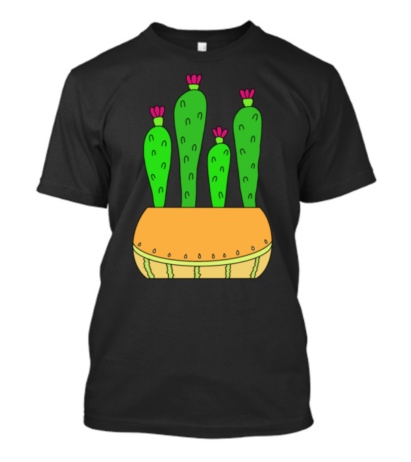Delicate Melon Pot Cacti Blooming With Pink Flowers T-Shirt