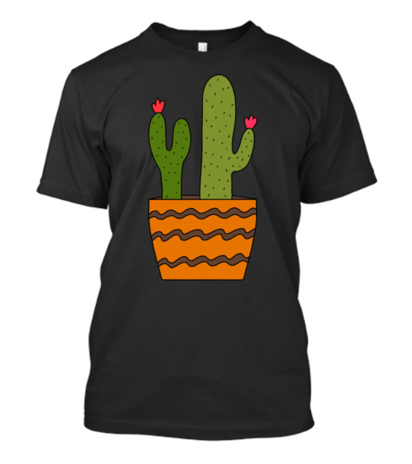 Desert Cacti With Flowers In Patterned Pot T-Shirt