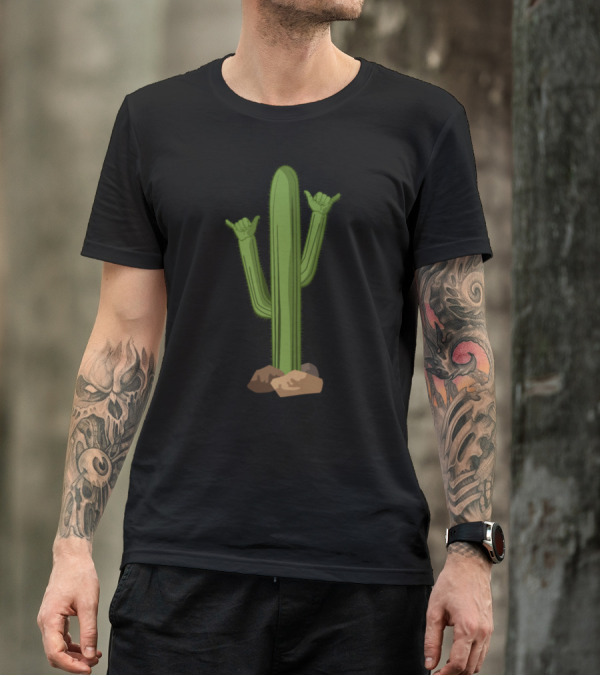 Desert Cactus Rock On Hand Gesture T-Shirt