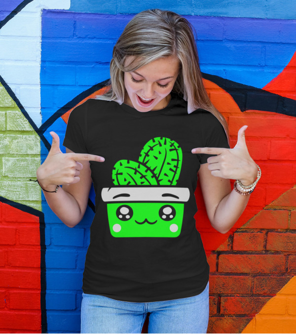 Face Baby Cactus Comic Cartoon Cactus Flower T-Shirt