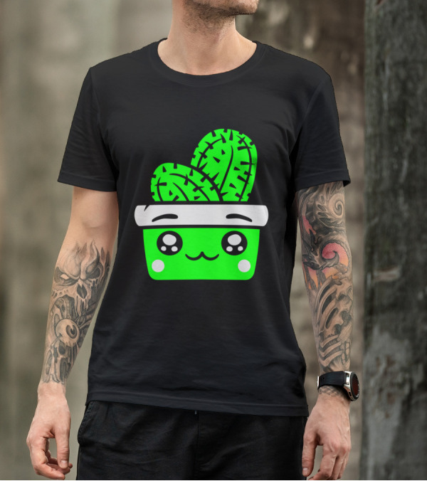 Face Baby Cactus Comic Cartoon Cactus Flower T-Shirt