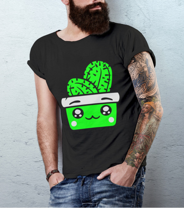 Face Baby Cactus Comic Cartoon Cactus Flower T-Shirt