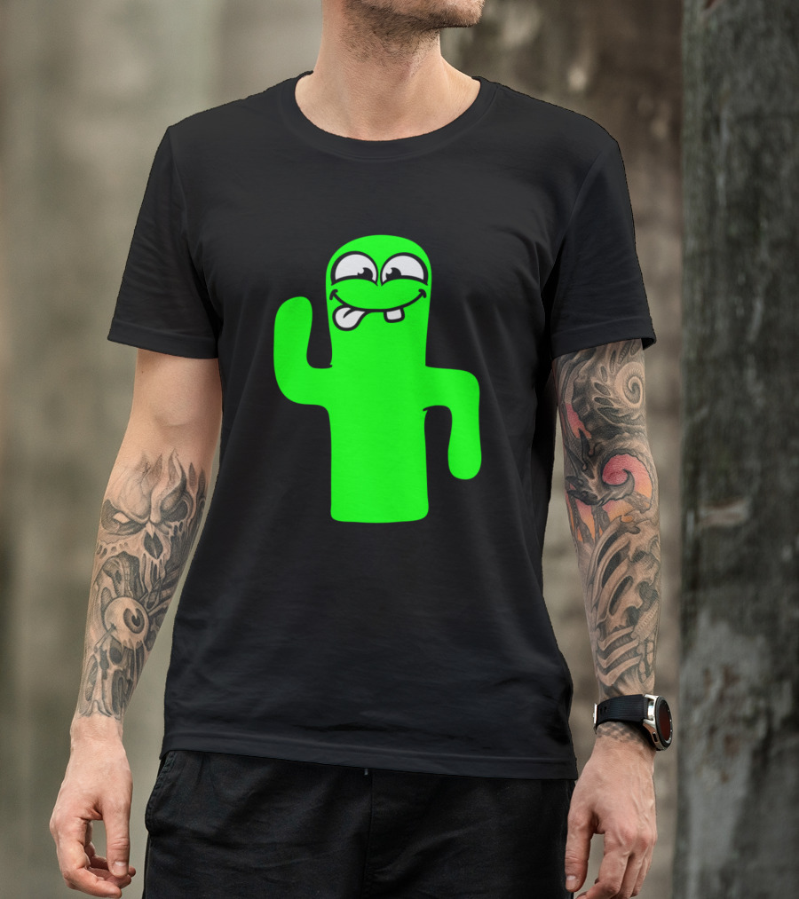 Funny Cartoon Cactus Face Natural Sweet Comic T-Shirt
