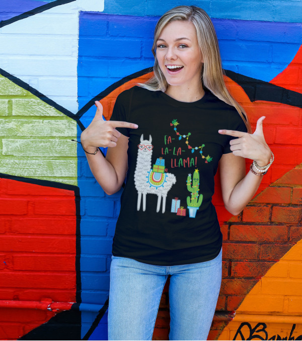 Fa La La Llama Christmas Cactus Festive Gifts T-Shirt