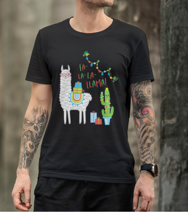 Fa La La Llama Christmas Cactus Festive Gifts T-Shirt