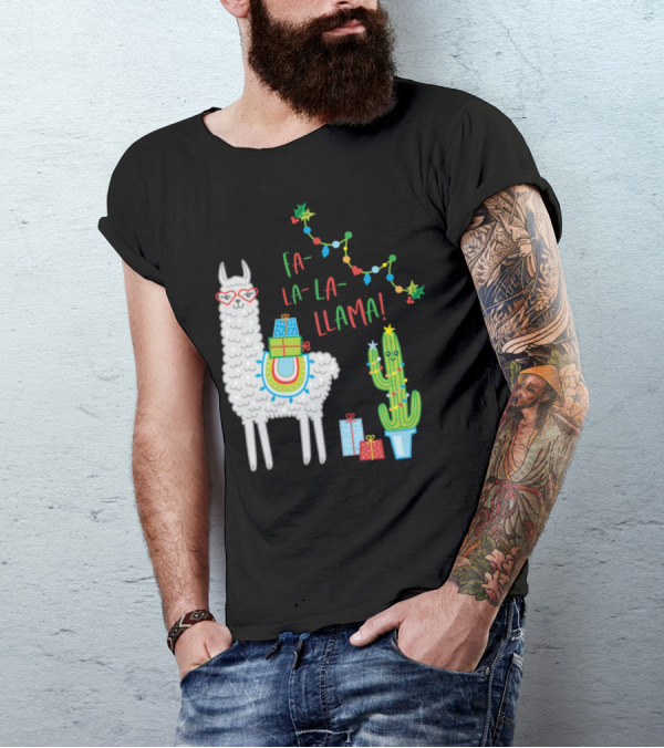 Fa La La Llama Christmas Cactus Festive Gifts T-Shirt