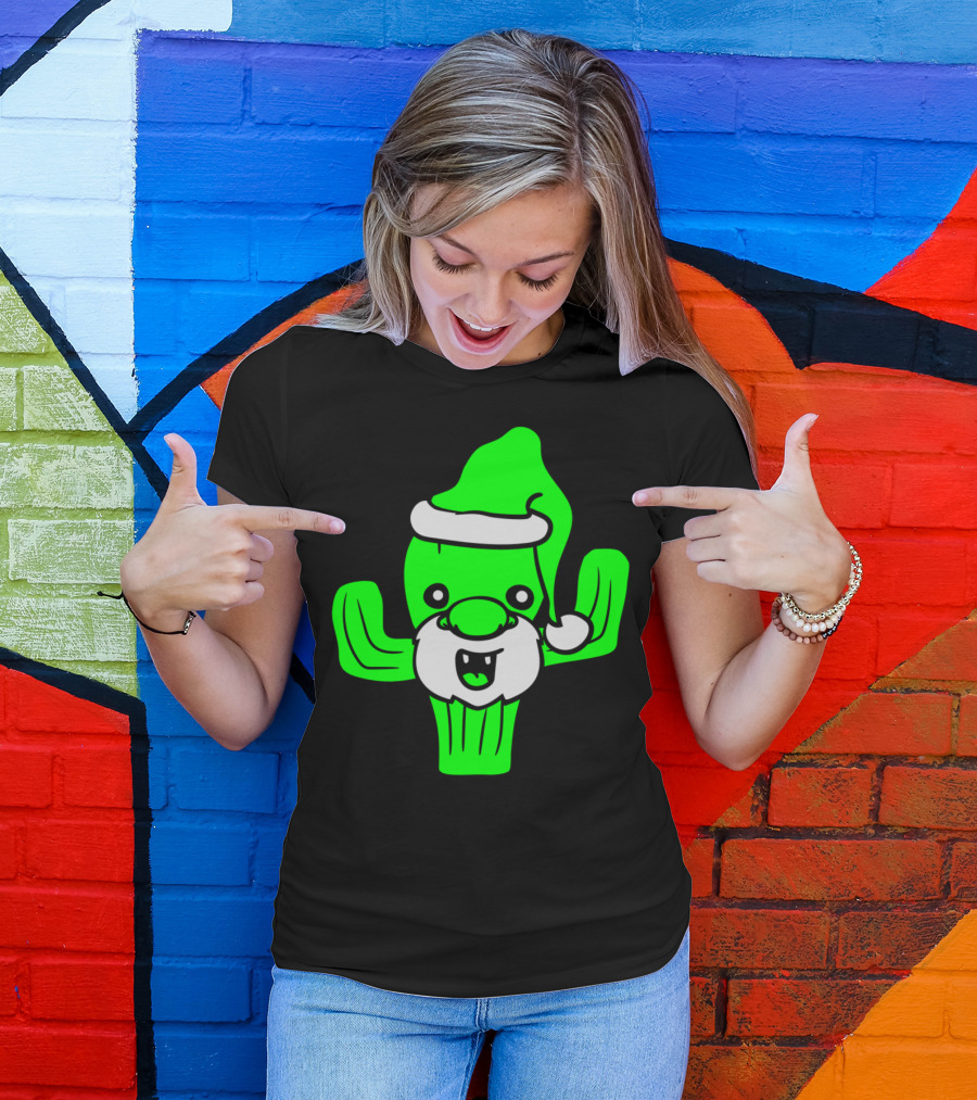 Father Christmas Santa Claus Nicholas Cactus Winter T-Shirt