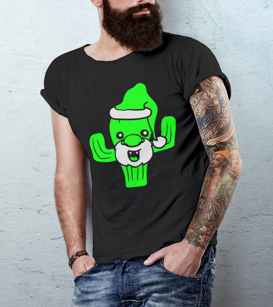 Father Christmas Santa Claus Nicholas Cactus Winter T-Shirt