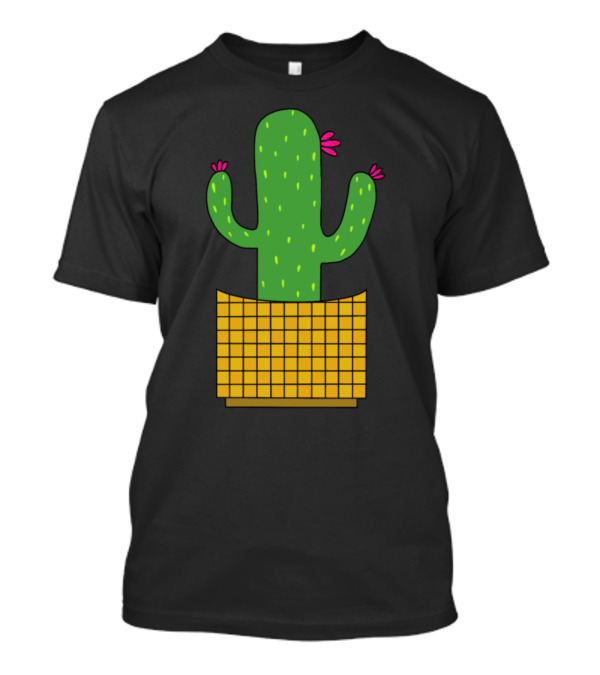 Flower Celebration Cactus In Vibrant Planter With Pink Blossoms T-Shirt