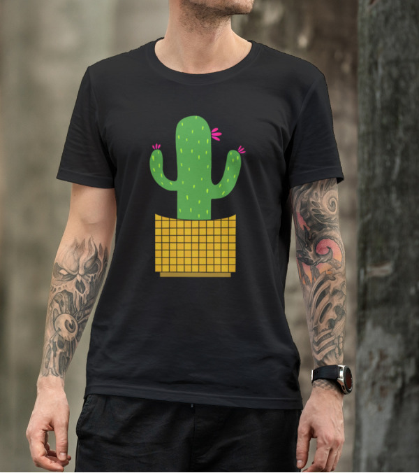 Flower Celebration Cactus In Vibrant Planter With Pink Blossoms T-Shirt