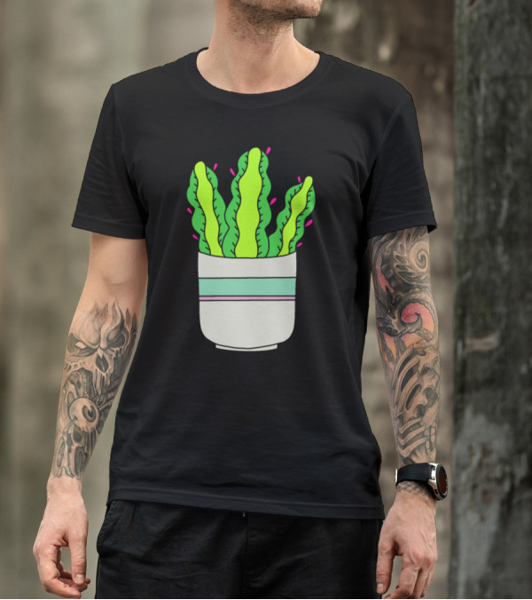 Flowering Succulent In Shabby Chic Pot With Green And Pink Accents T-Shirt