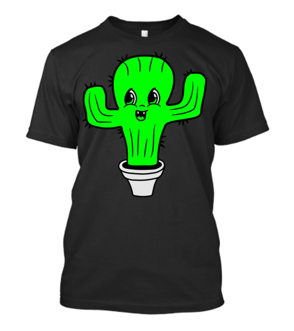 Sweet Little Cactus Comic Face In Flowerpot T-Shirt