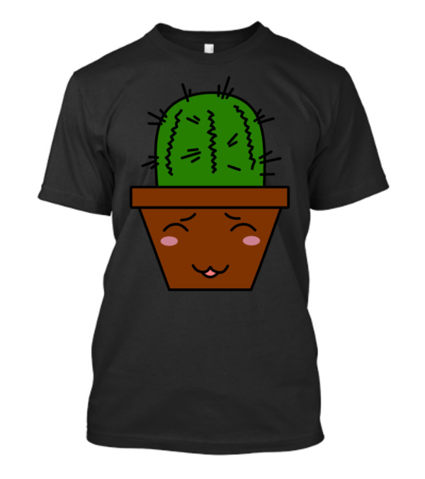 Funny Sweet Cute Cactus Kawaii N27v2 Smiling Potted Plant T-Shirt