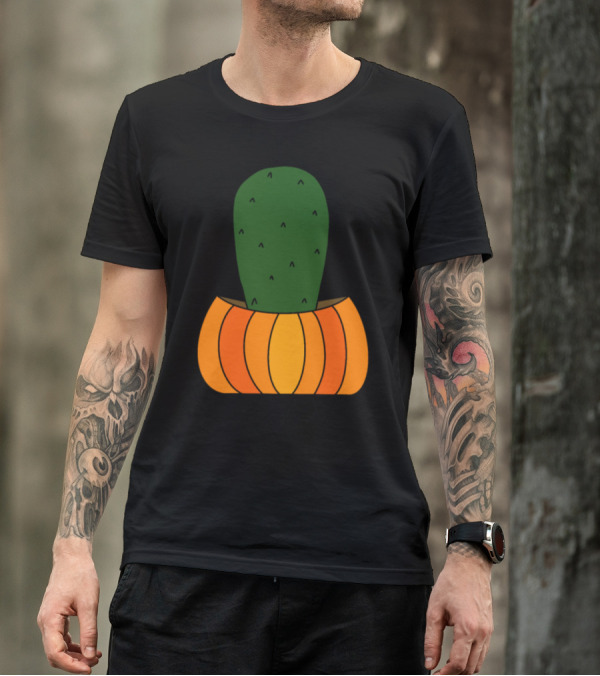 Halloween Pumpkin Cactus Fusion T-Shirt