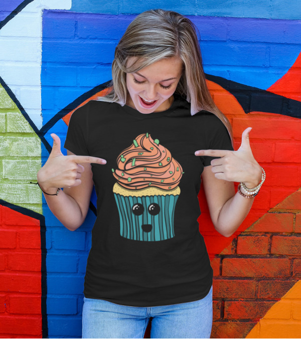 Happy Cactus Cupcake Kawaii Face T-Shirt